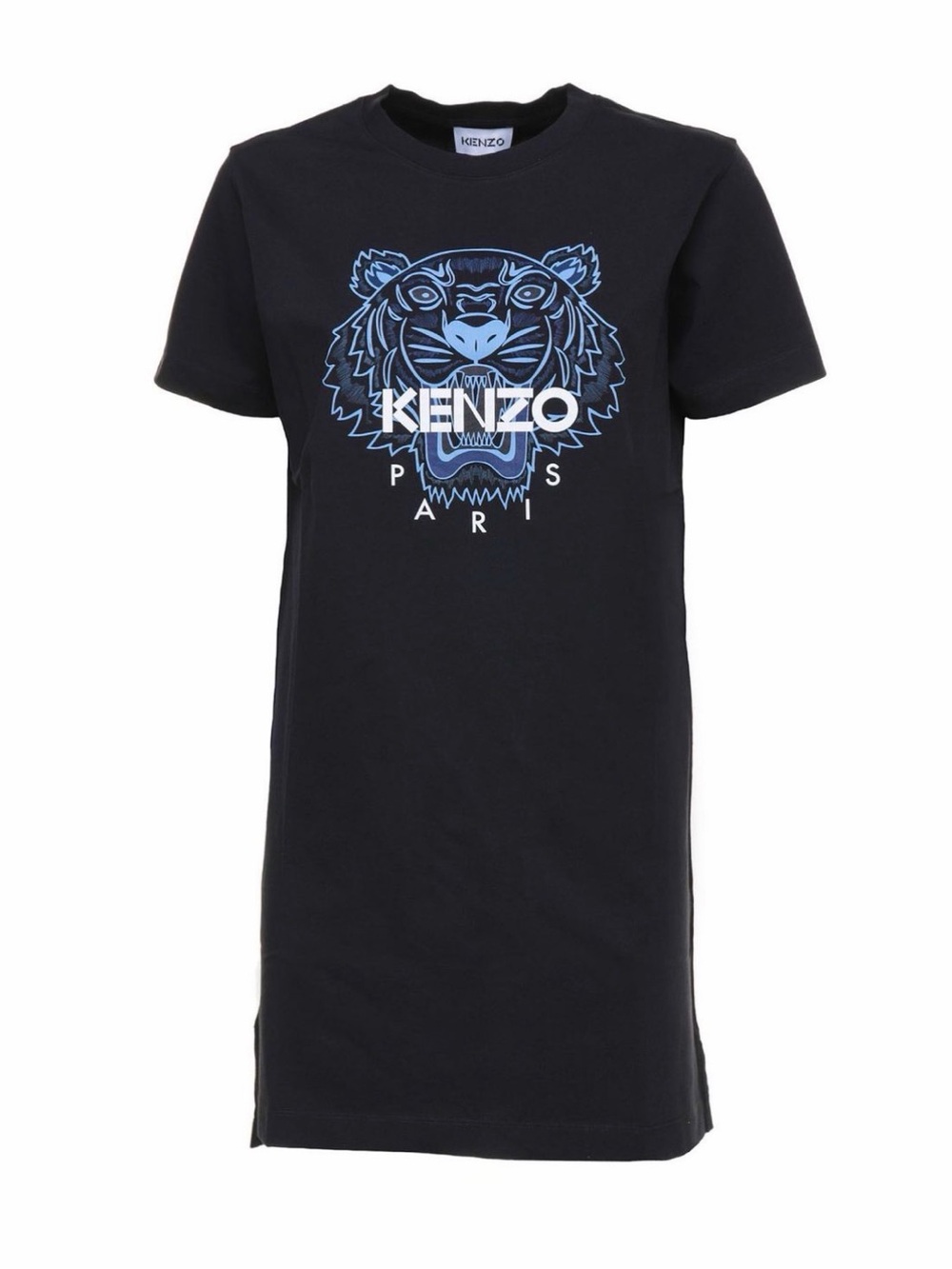 KENZO PARIS Black Tiger Logo Cotton T-Shirt Mini Dress - Size M